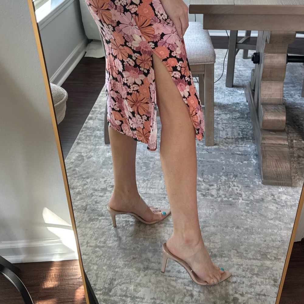 Floral Pink and Black Mini Spring Summer Dress - Picture 11 of 13